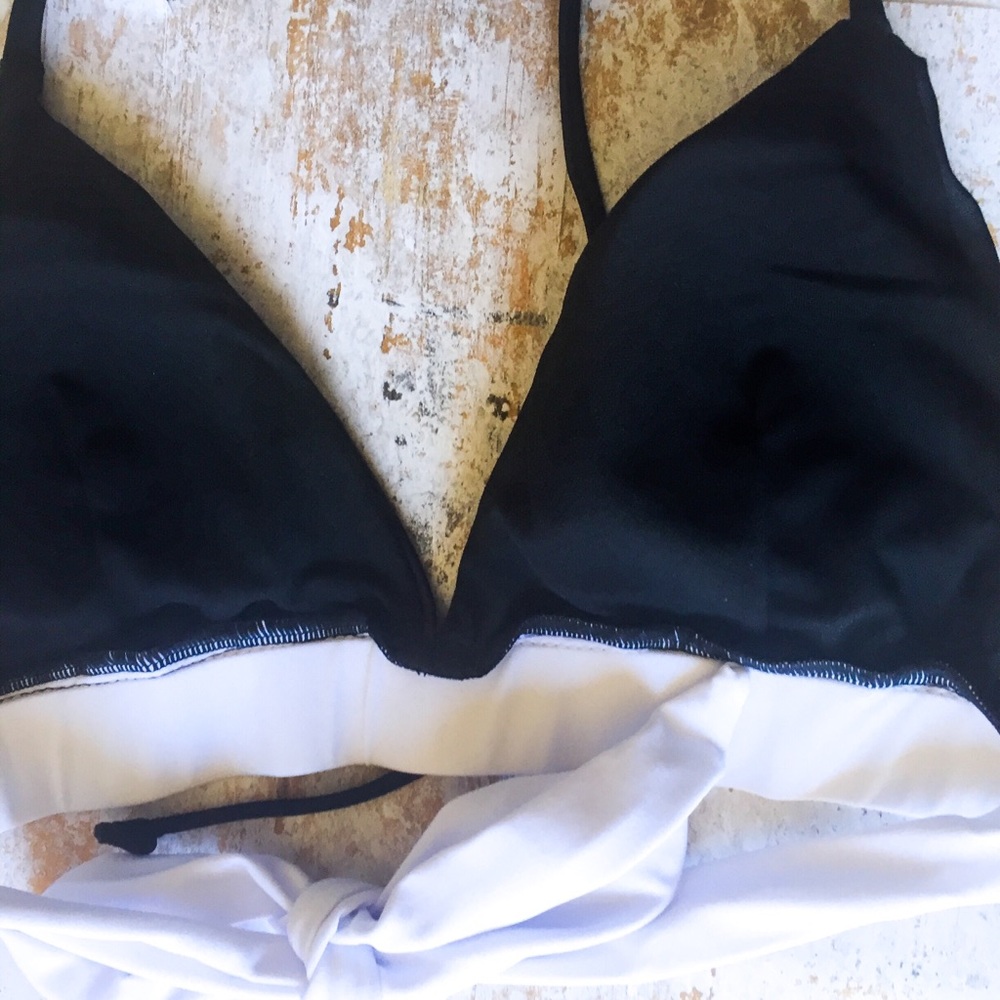 Colorblock Black String Halter Bikini - Picture 4 of 6